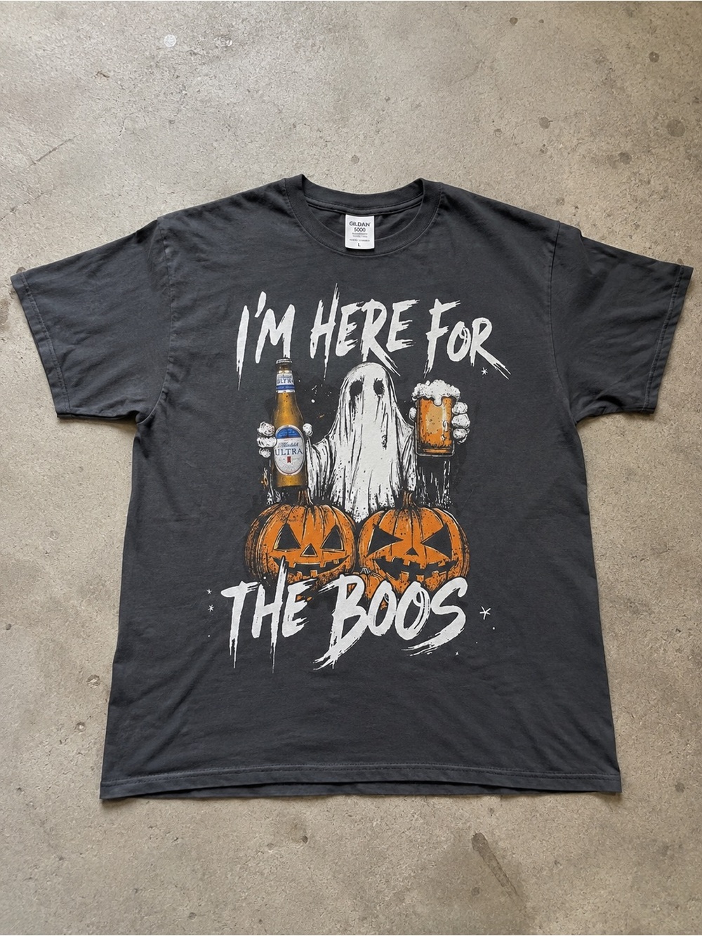 Black Halloween Graphic Tee with Orange & White T-shirt